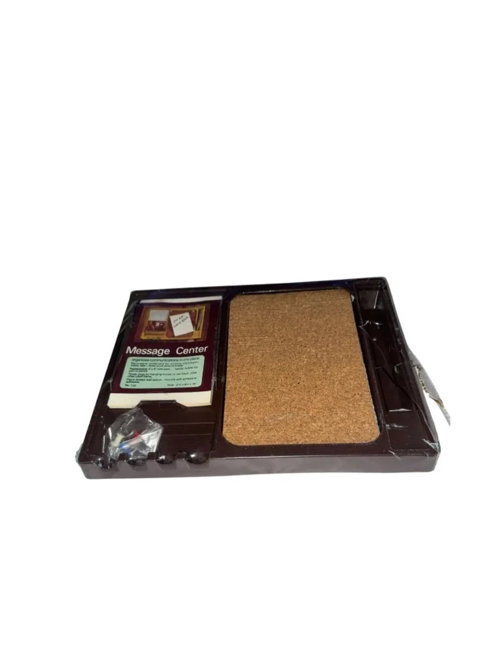 Message Center Organizer With Corkboard & Key Hooks Wall Mountable